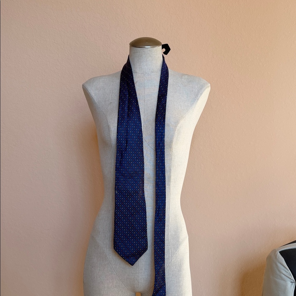 Equestrian Silk Made in Italy. Elegant Deep Blue Men's Tie